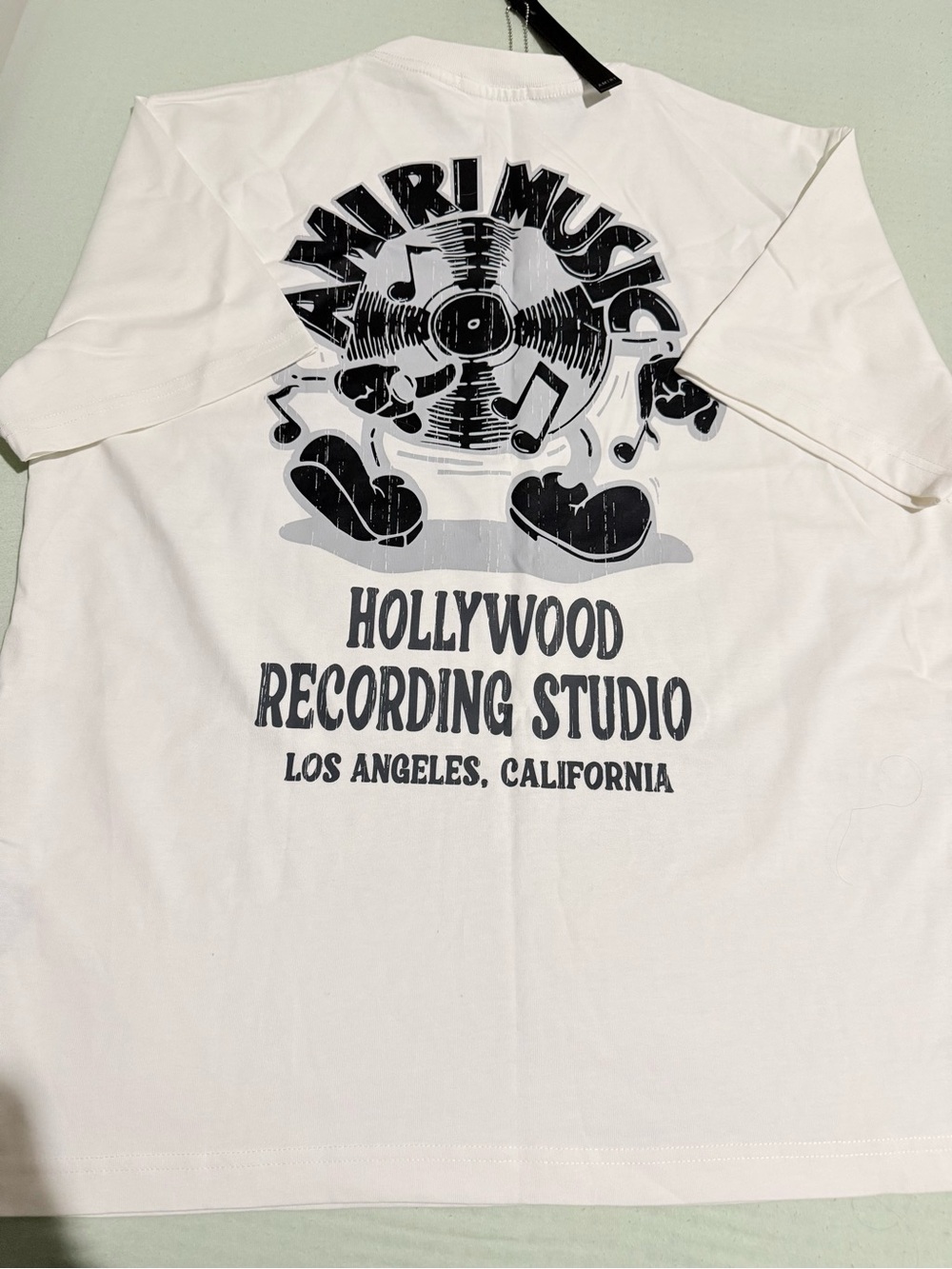 AMIRI White Graphic 'Hollywood Recording Studio' Short Sleeve Tee